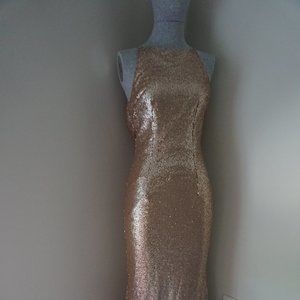 Lulus Gold Sequin Maxi Dress